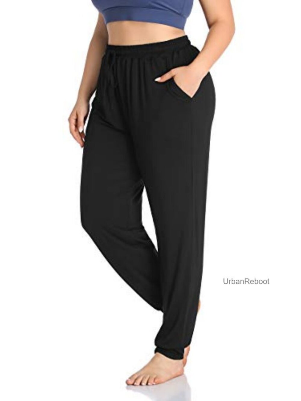 Plus Size Casual Lounge Yoga Pants Drawstring Pockets Relaxed Joggers